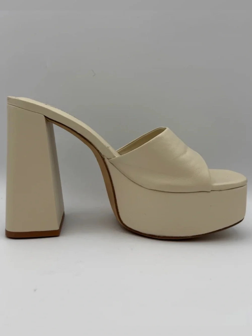 LARROUDE leather Platform Slide Sandal in Cream - 9 NEW